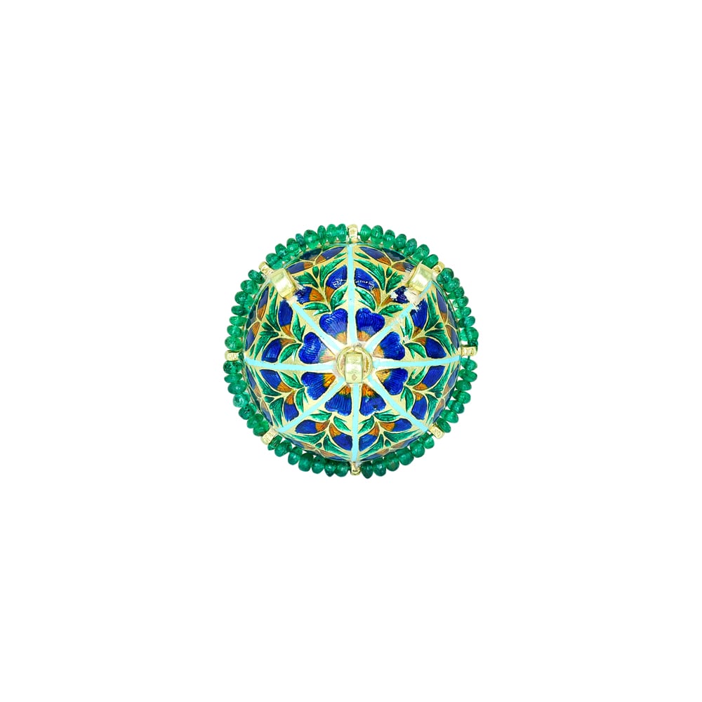 Traditional Polki Borla with Emerald Beads and Pearl String